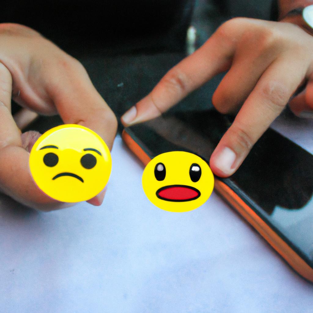 Person using emoticons while chatting