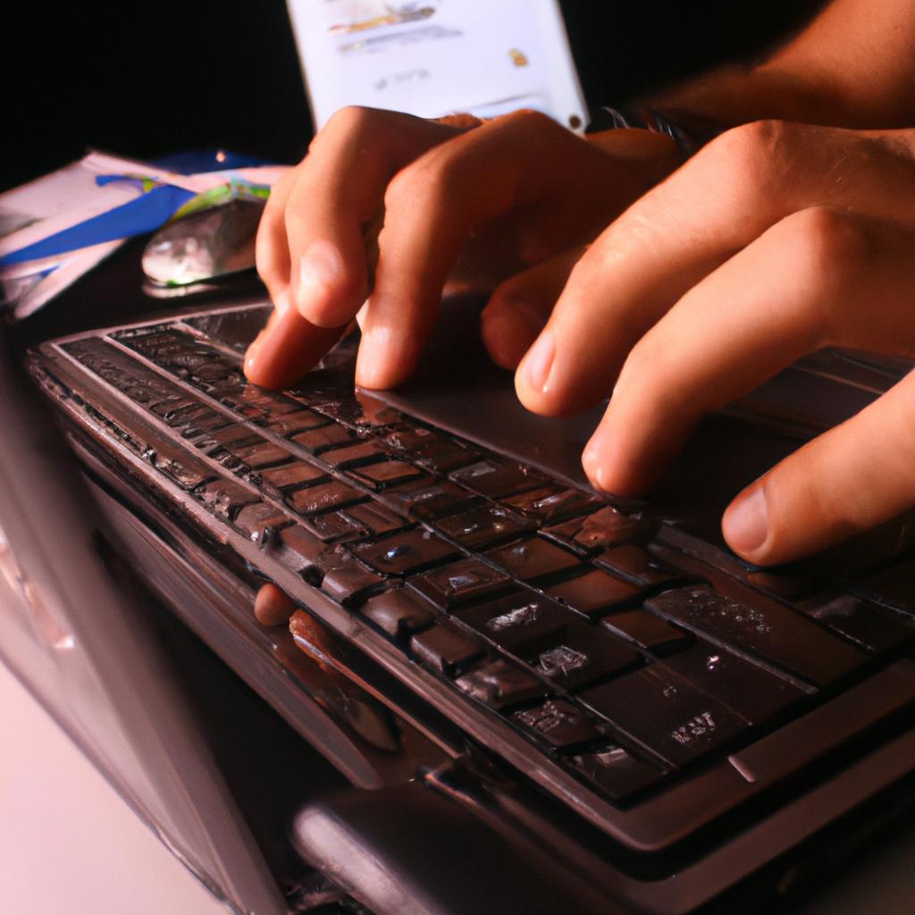 Person using computer for messaging