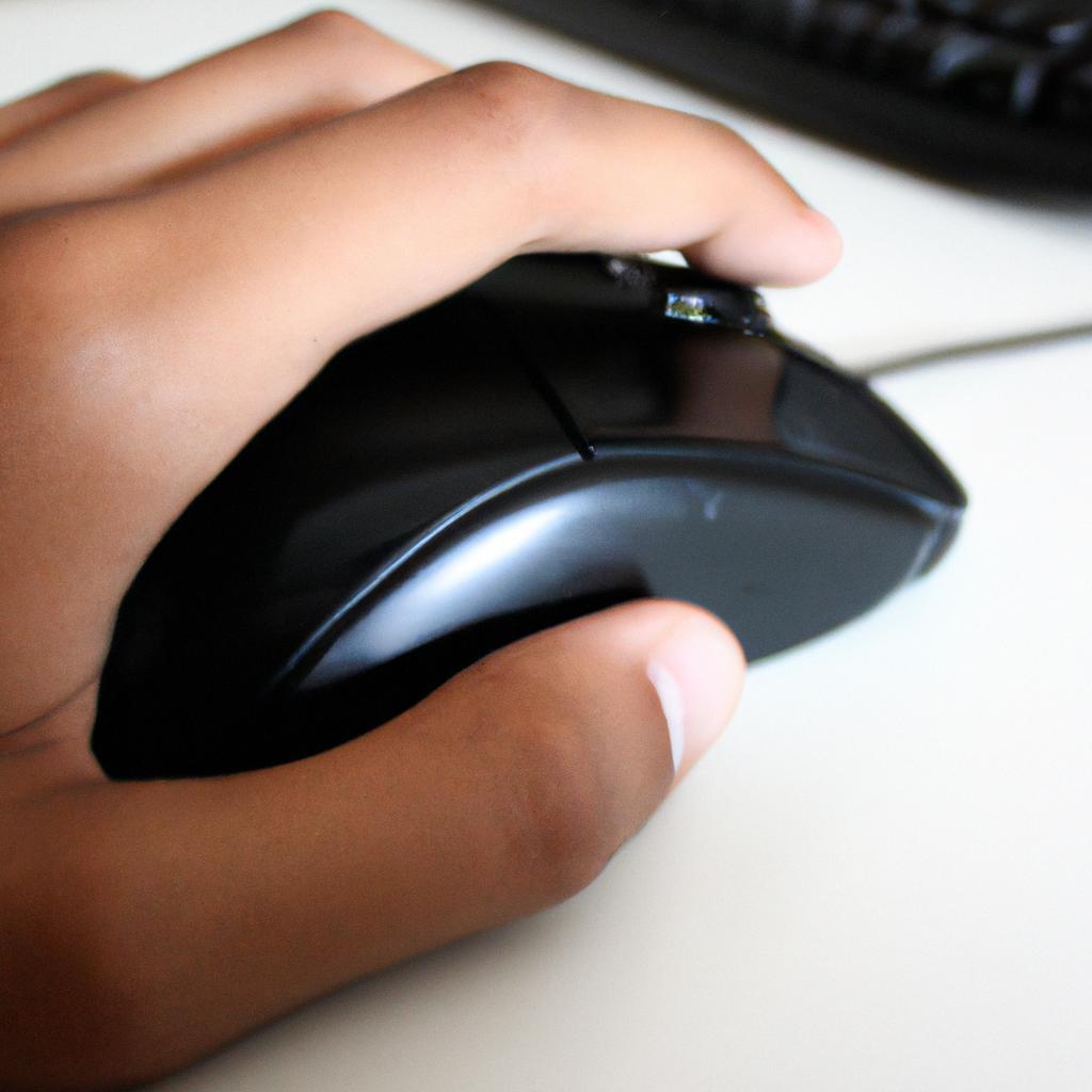 Person using a computer mouse
